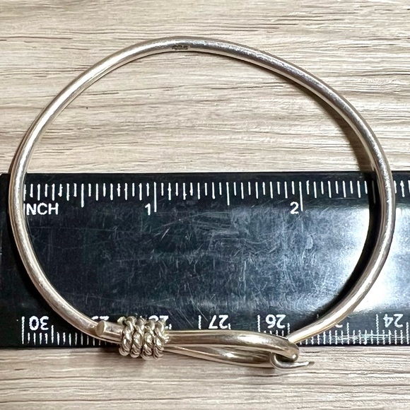 Vintage Sterling Silver Rope Accented Rodeo Bangle Bracelet, 7-7.5", 14.5g - Picture 7 of 7